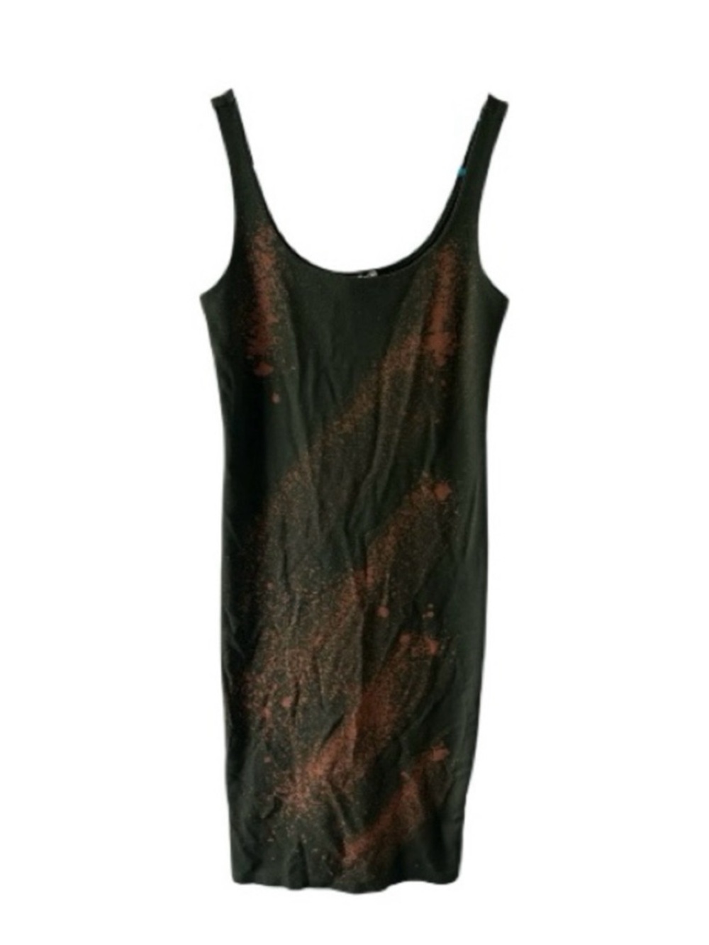 Forever 21 Bleach Dyed Bodycon Tank Dress M Green Custom Upcycled